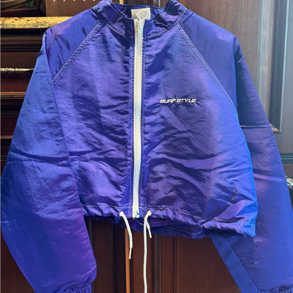 Surf Style Purple Windbreaker With Matching Lace Up Shorts